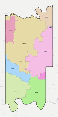 Seminole County OK ZIP code boundaries map