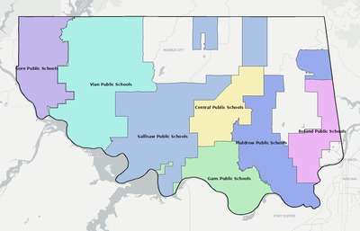 Sequoyah County OK school district boundaries map