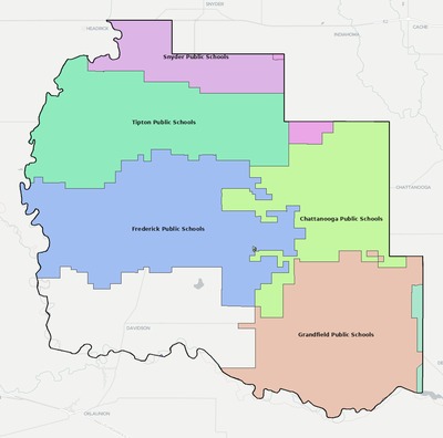 Tillman County OK school district boundaries map