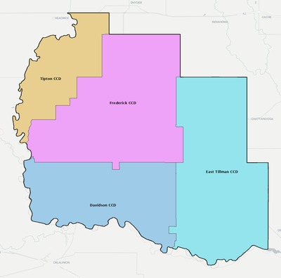 Tillman County OK townships and subdivisions map