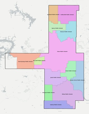 Tulsa County OK school district boundaries map