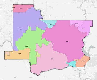 Wagoner County OK ZIP code boundaries map