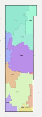 Washington County OK ZIP code boundaries map