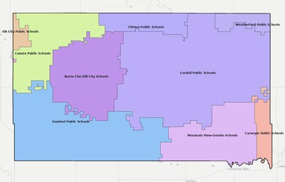 Washita County OK school district boundaries map