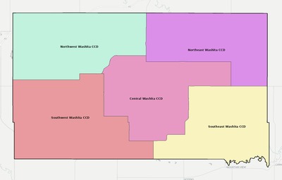 Washita County OK townships and subdivisions map