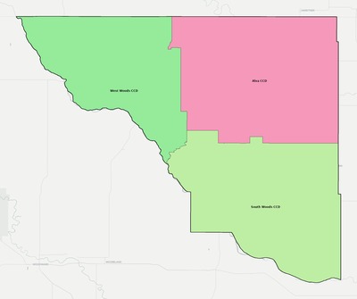Woods County OK townships and subdivisions map