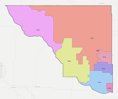 Woods County OK ZIP code boundaries map