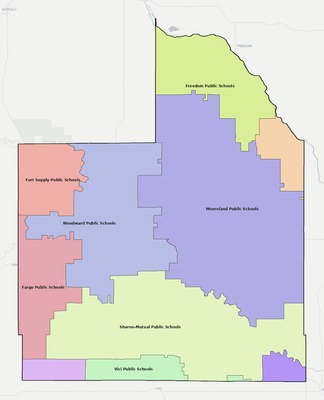 Woodward County OK school district boundaries map