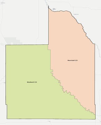 Woodward County OK townships and subdivisions map