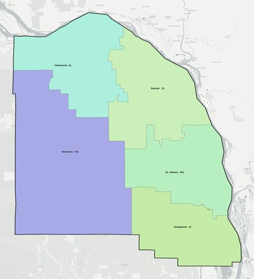 Columbia County OR school district boundaries map