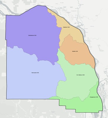 Columbia County OR townships and subdivisions map