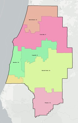 Coos County OR school district boundaries map
