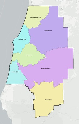 Coos County OR townships and subdivisions map