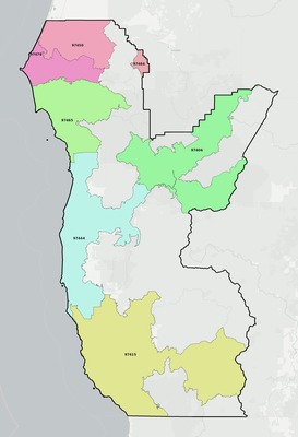 Curry County OR ZIP code boundaries map