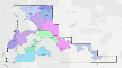 Deschutes County OR ZIP code boundaries map