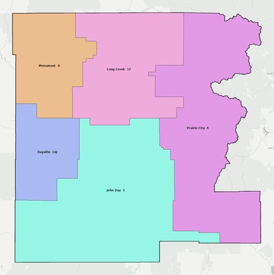 Grant County OR school district boundaries map