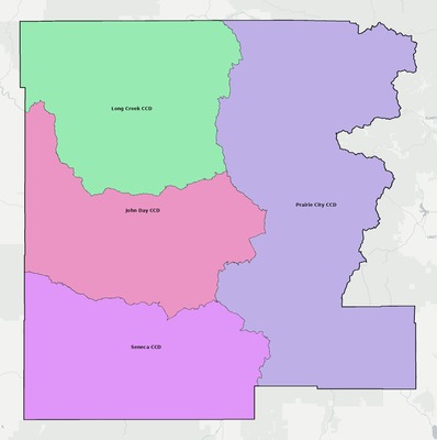 Grant County OR townships and subdivisions map