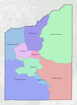 Jackson County OR townships and subdivisions map