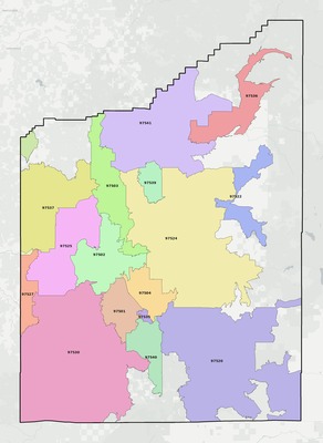 Jackson County OR ZIP code boundaries map