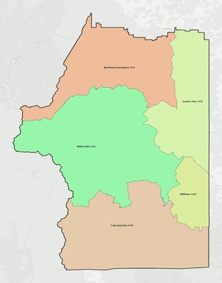 Josephine County OR townships and subdivisions map