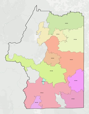 Josephine County OR ZIP code boundaries map
