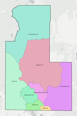 Klamath County OR townships and subdivisions map