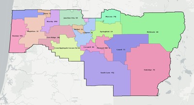 Lane County OR school district boundaries map