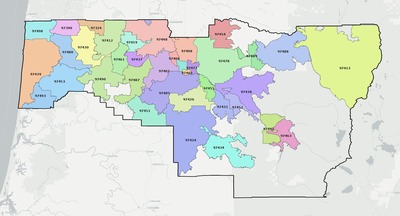 Lane County OR ZIP code map preview