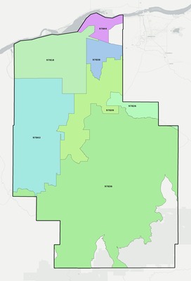 Morrow County OR ZIP code boundaries map