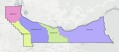 Multnomah County OR townships and subdivisions map