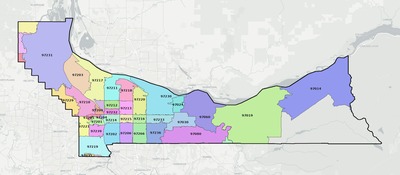Multnomah County OR ZIP code map preview