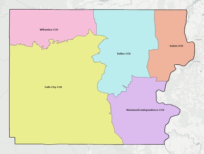 Polk County OR townships and subdivisions map