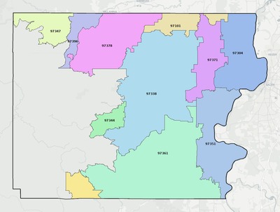 Polk County OR ZIP code boundaries map