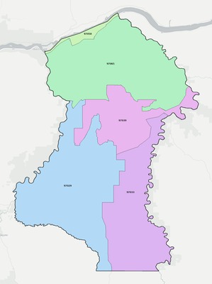 Sherman County OR ZIP code boundaries map