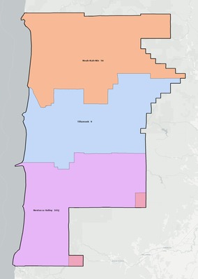 Tillamook County OR school district boundaries map
