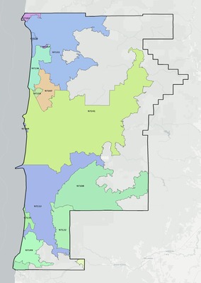 Tillamook County OR ZIP code boundaries map