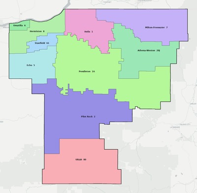 Umatilla County OR school district boundaries map
