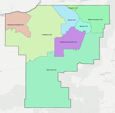 Umatilla County OR townships and subdivisions map