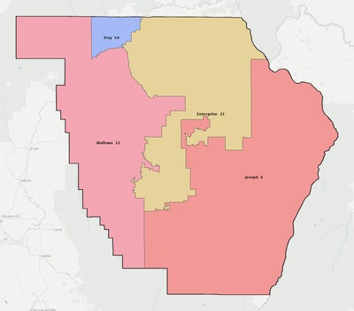 Wallowa County OR school district boundaries map