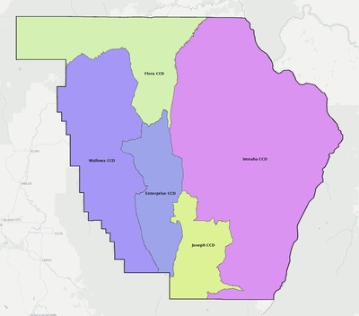 Wallowa County OR townships and subdivisions map