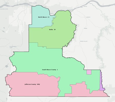 Wasco County OR school district boundaries map