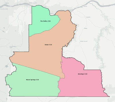 Wasco County OR townships and subdivisions map