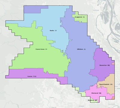 Washington County OR school district boundaries map