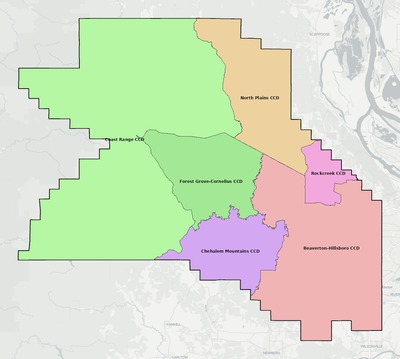 Washington County OR townships and subdivisions map