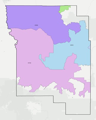 Wheeler County OR ZIP code boundaries map