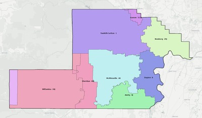 Yamhill County OR school district boundaries map