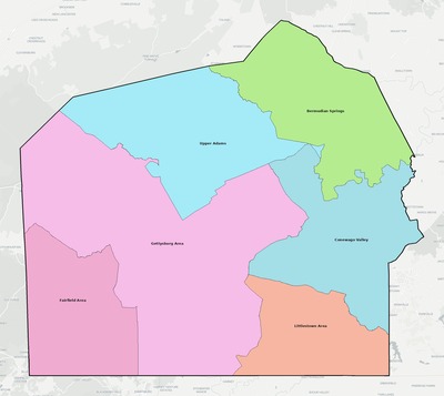 Adams County PA school district boundaries map