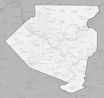 Allegheny County PA county basemap context