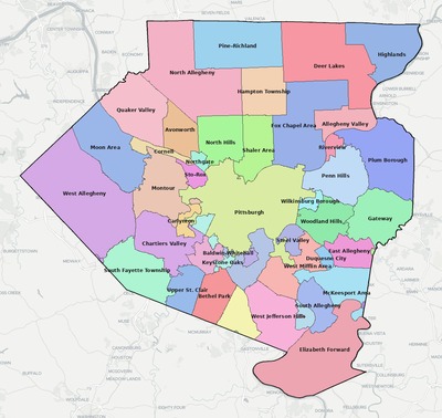 Allegheny County PA school district boundaries map
