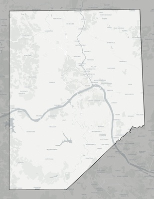Beaver County PA county basemap context